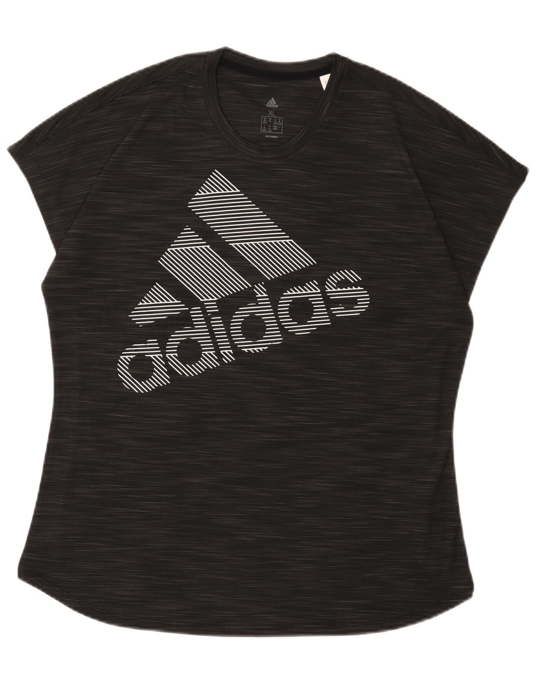 Adidas Womens Graphic T-Shirt Top UK 20/22 XL Black Flecked Polyester