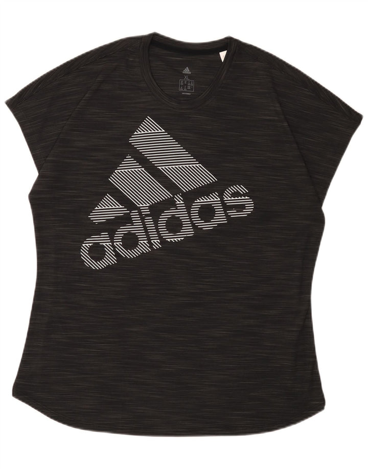 Adidas Womens Graphic T-Shirt Top UK 20/22 XL Black Flecked Polyester