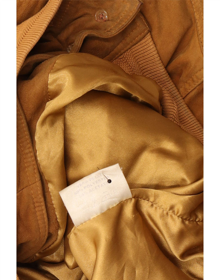 Vintage Mens Suede Bomber Jacket UK 42 XL Beige Leather