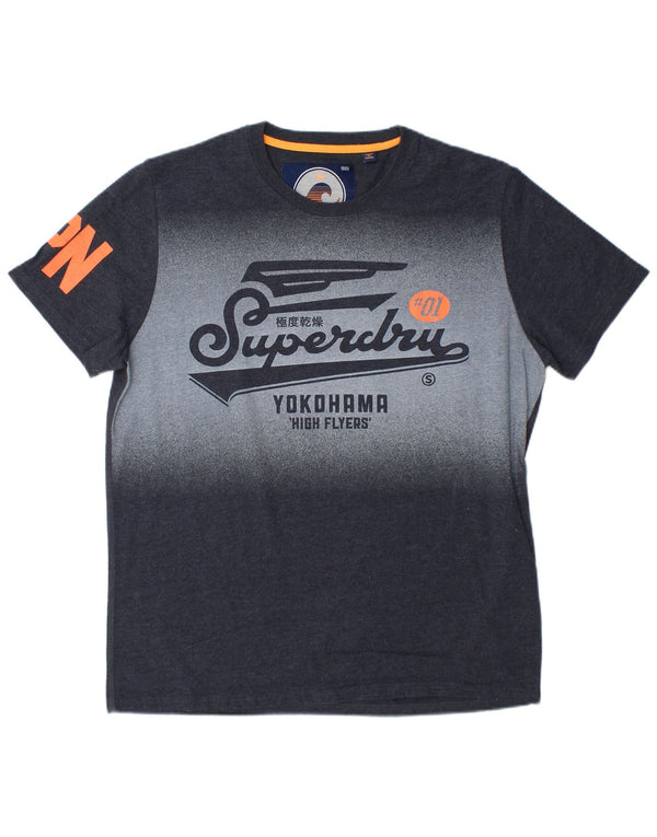 Superdry Mens Graphic T-Shirt Top 2XL Grey Colourblock Cotton