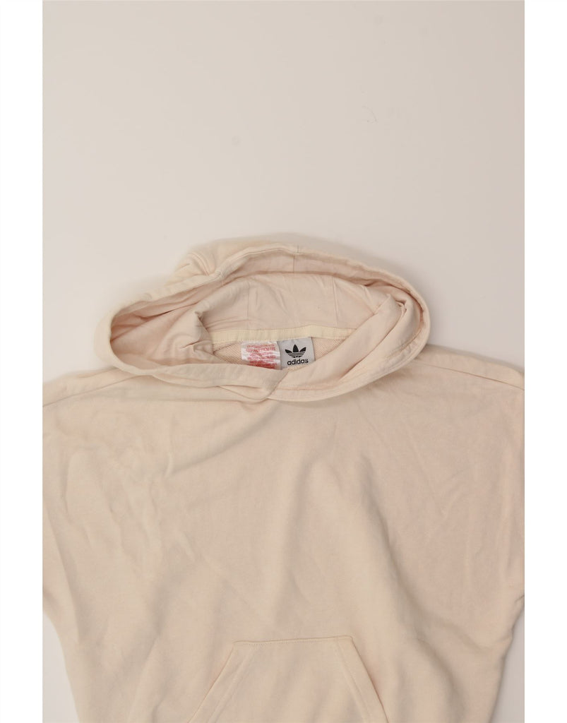 ADIDAS Girls Hoodie Jumper 10-11 Years Off White Cotton Vintage Adidas and Second-Hand Adidas from Messina Hembry 
