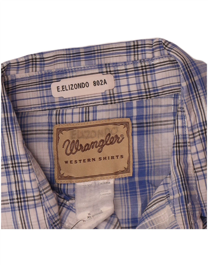 Wrangler Mens Western Short Sleeve Shirt XL Blue Plaid