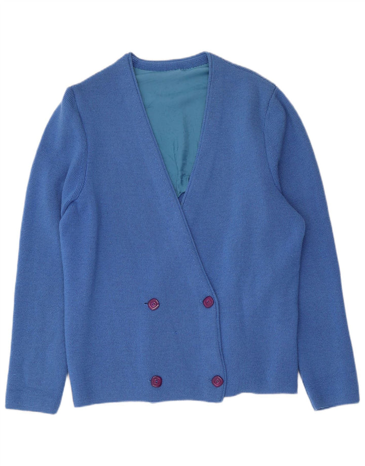 Vintage Womens Double Breasted Cardigan Sweater UK 16 Large Blue