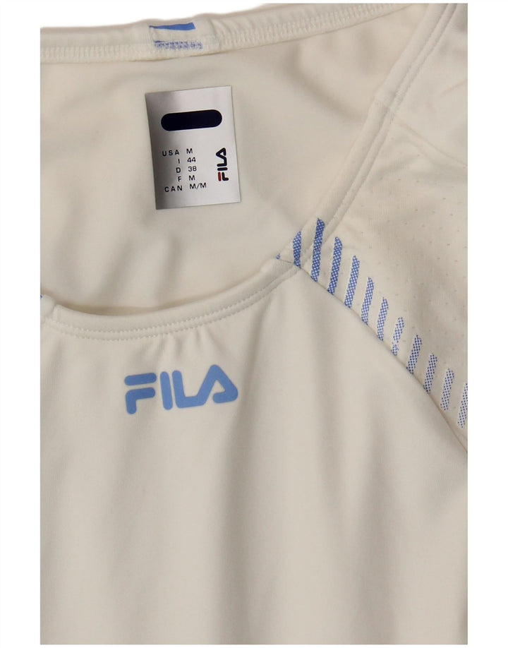 FILA Womens Vest Top IT 44 Medium White Striped Polyamide