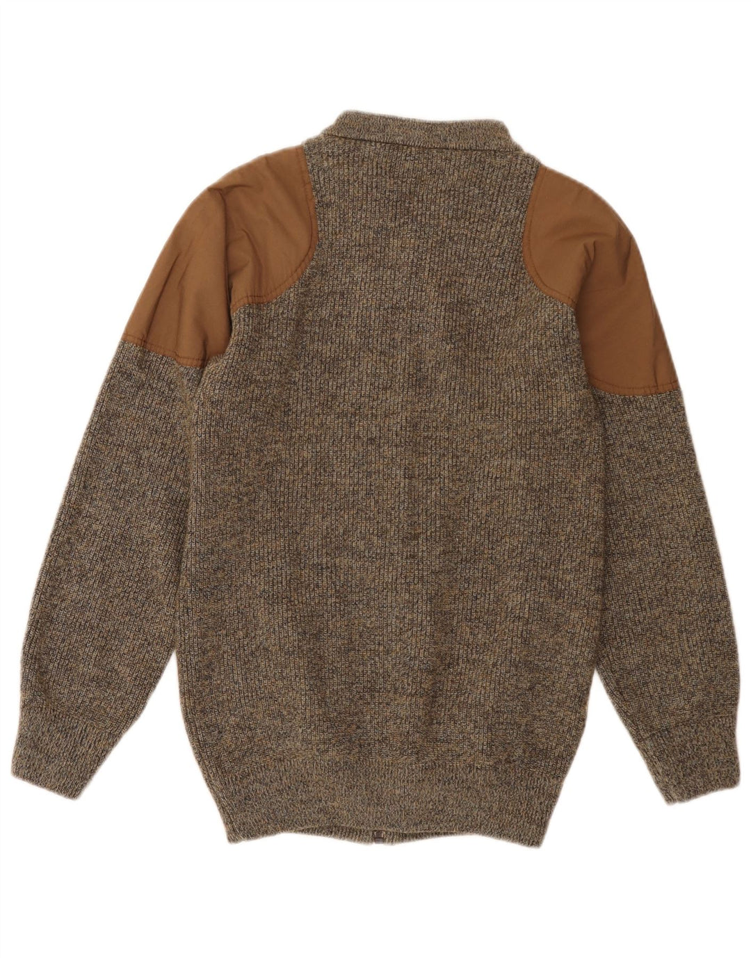 SETTEBELO Mens Cardigan Sweater Small Brown Flecked Wool