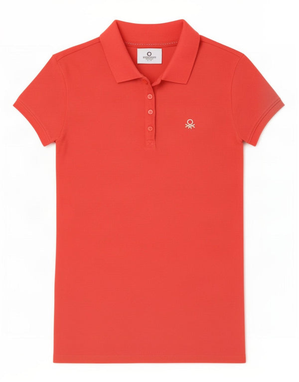 Benetton Girls Polo Shirt 13-14 Years 3XL Red Cotton