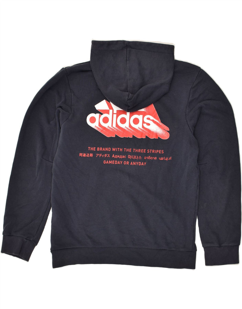 ADIDAS Mens Graphic Hoodie Jumper Small Navy Blue Cotton | Vintage Adidas | Thrift | Second-Hand Adidas | Used Clothing | Messina Hembry 