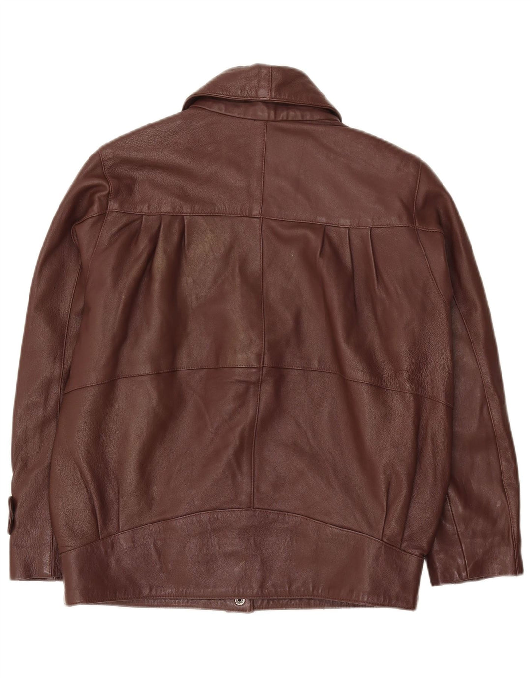 VINTAGE Womens Oversized Leather Jacket UK 10 Small Brown Leather