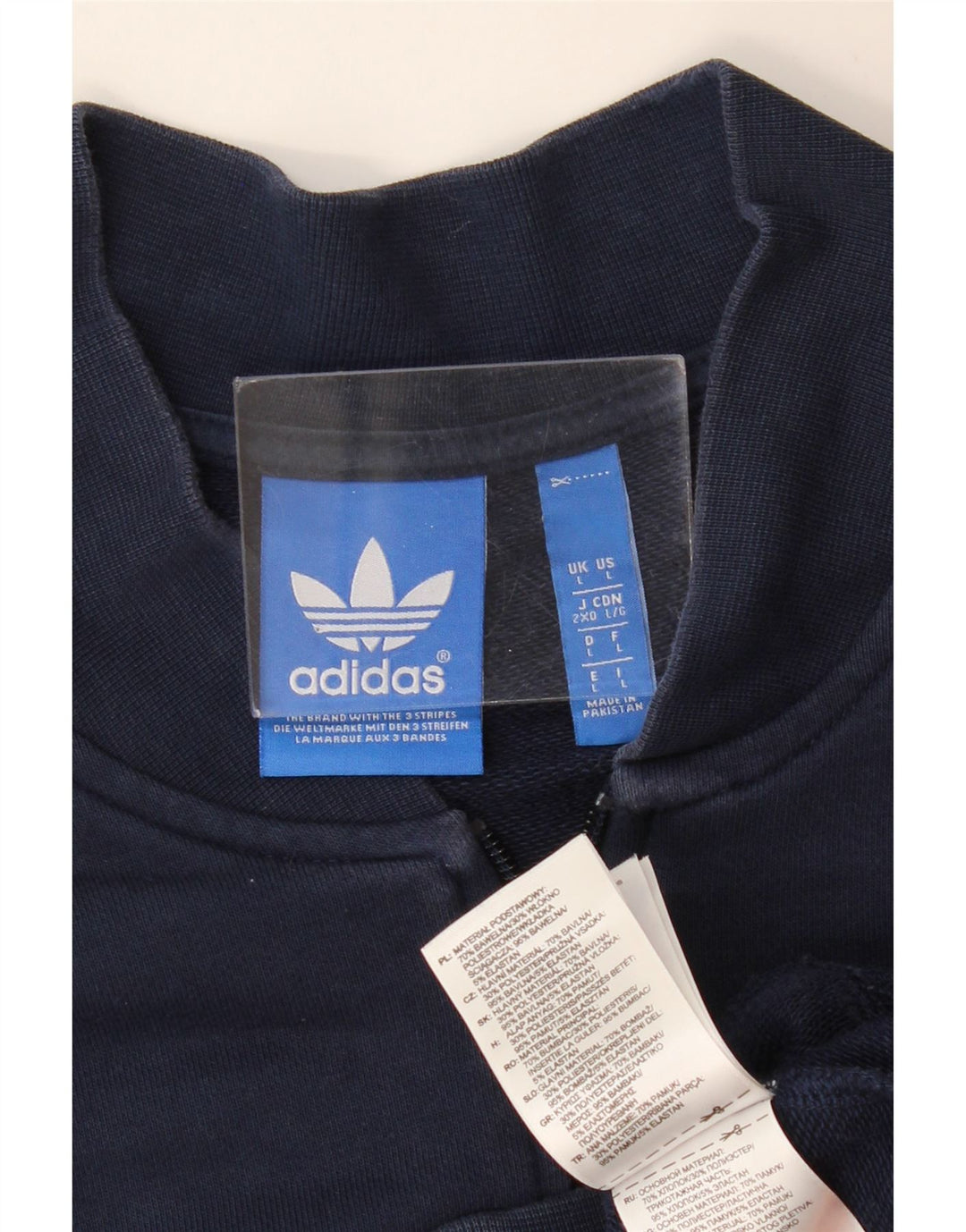 Adidas Mens Graphic Tracksuit Top Jacket Large Navy Blue Cotton
