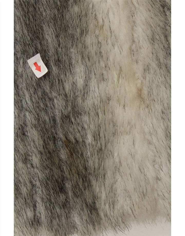 Francesca Womens Faux Fur Jacket UK 12 Medium Grey Animal Print Modacryl