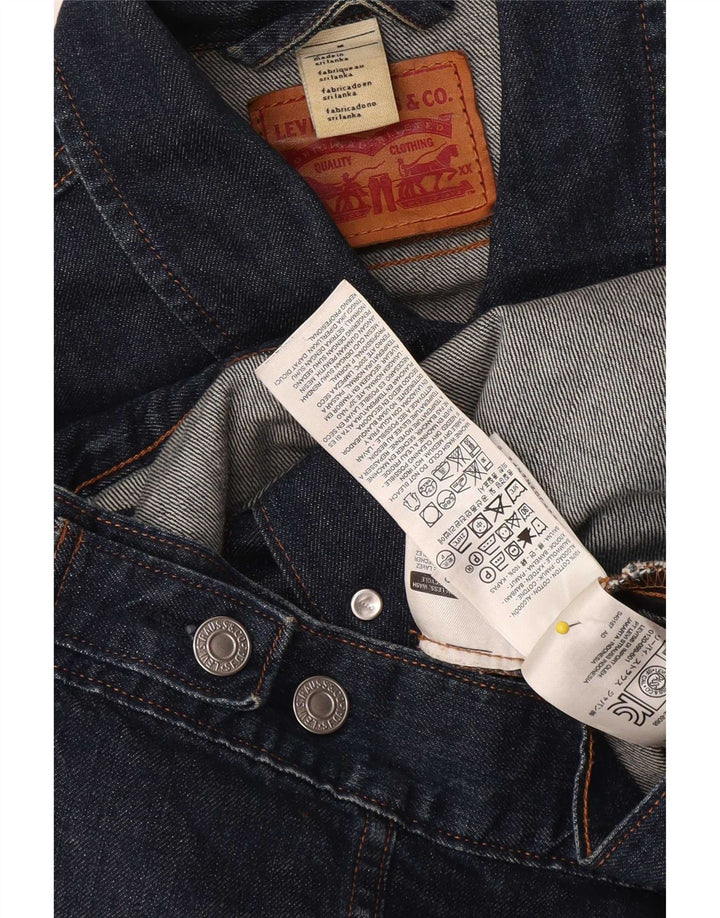 Levi's Womens Crop Denim Jacket UK 12 Medium Navy Blue Cotton