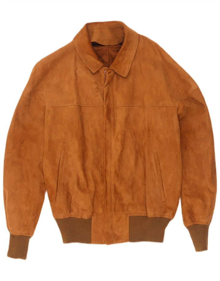 Maren Mens Suede Bomber Jacket IT 50 Large Beige Leather