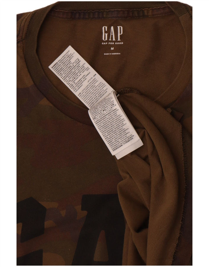 Gap Mens Graphic T-Shirt Top Medium Brown Camouflage Cotton
