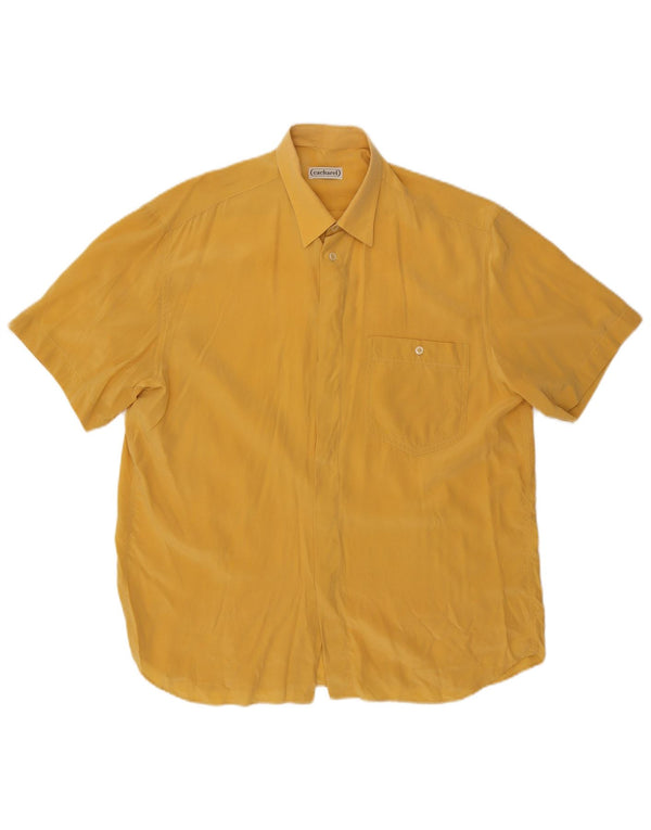 CACHAREL Mens Short Sleeve Shirt Size 42 16 1/2 Large Yellow
