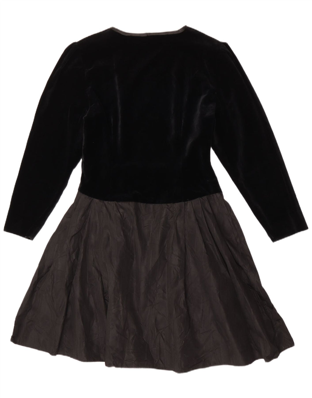 Vintage Womens Long Sleeve A-Line Dress UK 14 Medium Black