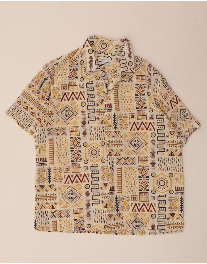 Calliope Mens Short Sleeve Relaxed Fit Shirt Small Multicoloured Geometric