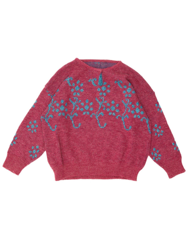 Vintage Womens Boat Neck Jumper Sweater UK 14 Medium Burgundy Paisley