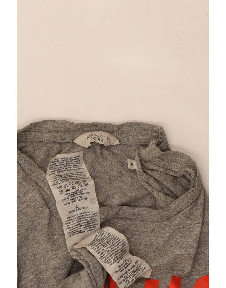 JACK & JONES Mens Graphic T-Shirt Top Medium Grey Cotton