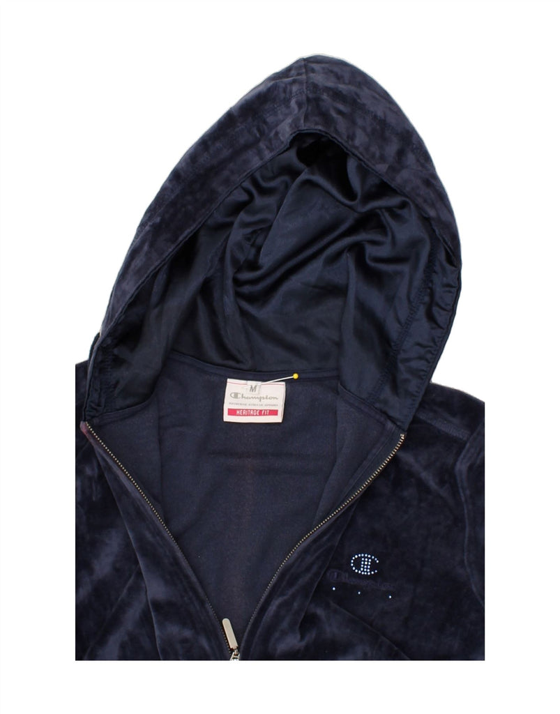 CHAMPION Womens Heritage Fit Zip Hoodie Sweater UK 14 Medium Navy Blue | Vintage Champion | Thrift | Second-Hand Champion | Used Clothing | Messina Hembry 