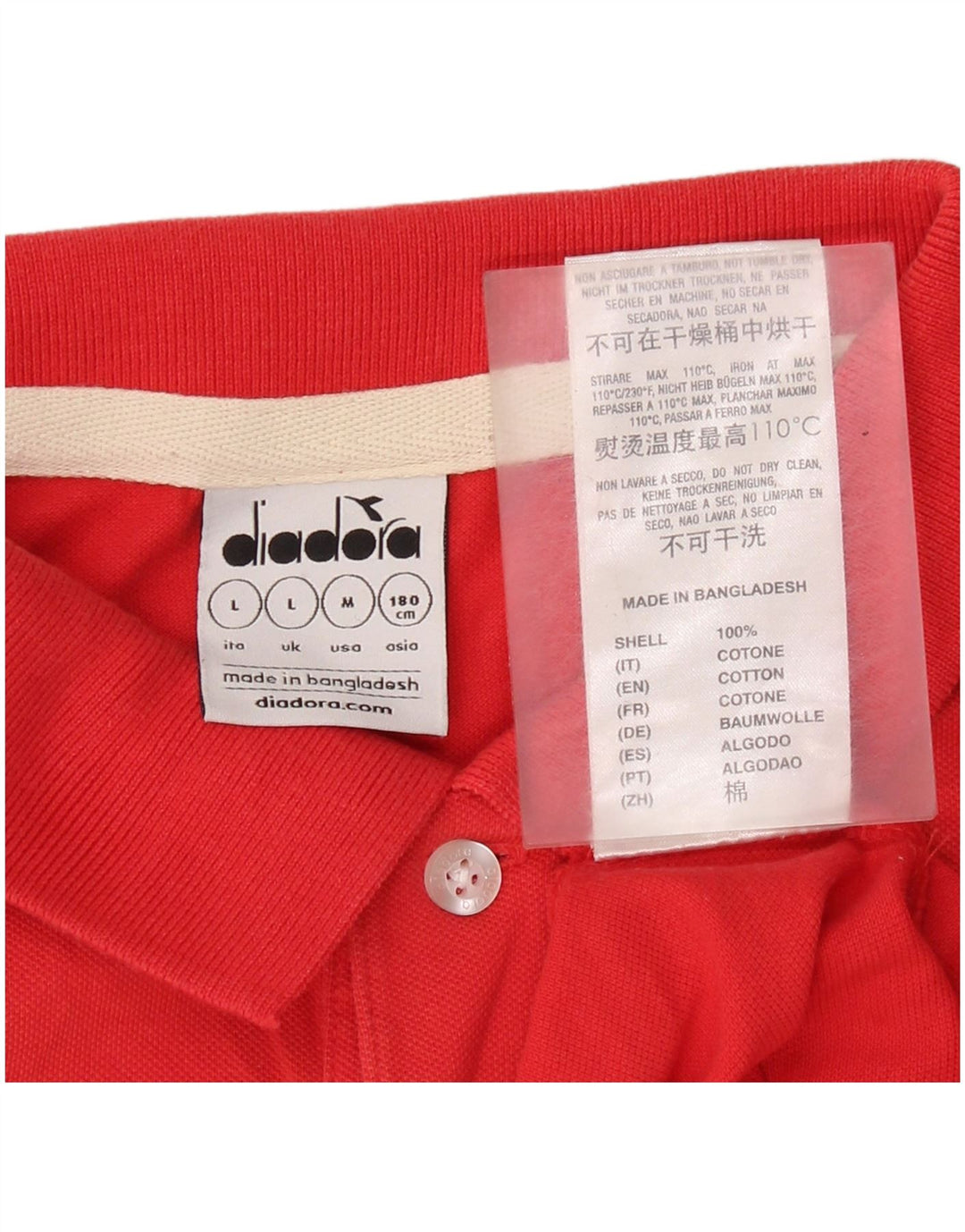 Diadora Mens Polo Shirt Large Red Cotton