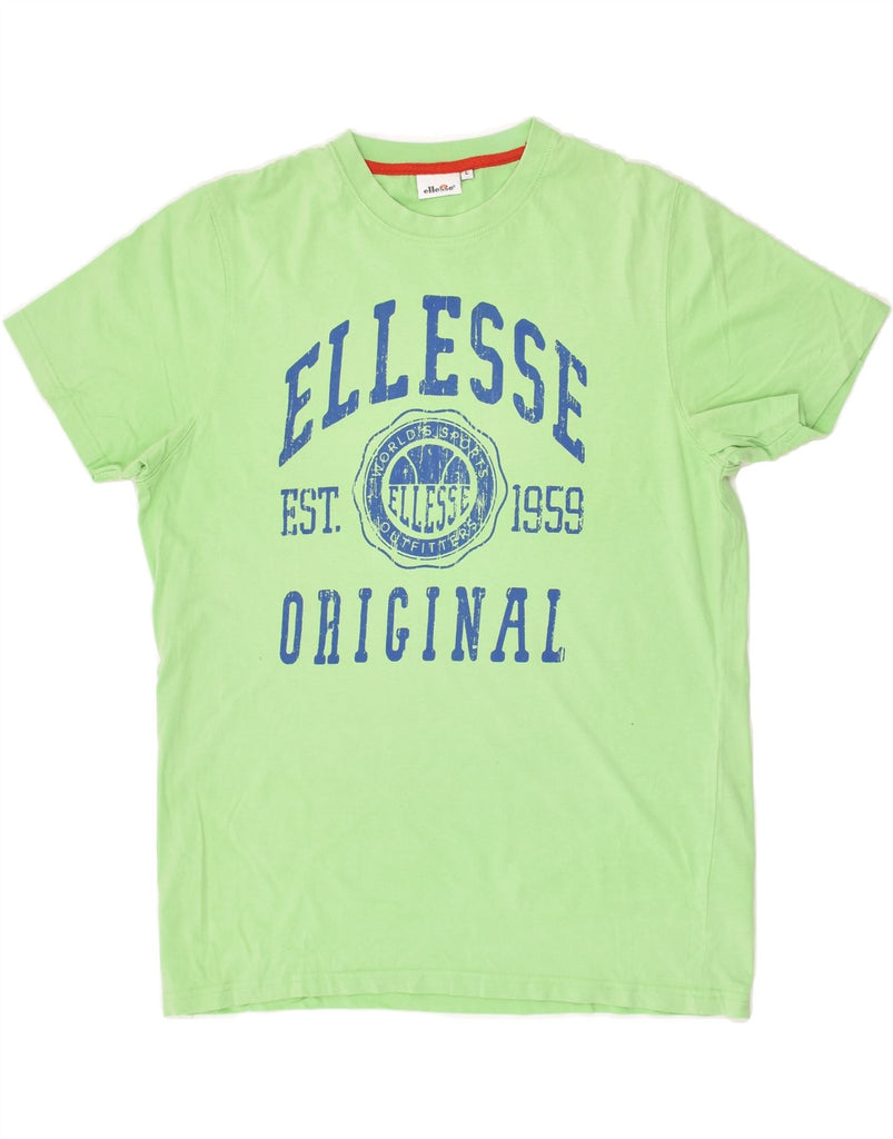 ELLESSE Mens Graphic T-Shirt Top Large Green Cotton | Vintage Ellesse | Thrift | Second-Hand Ellesse | Used Clothing | Messina Hembry 