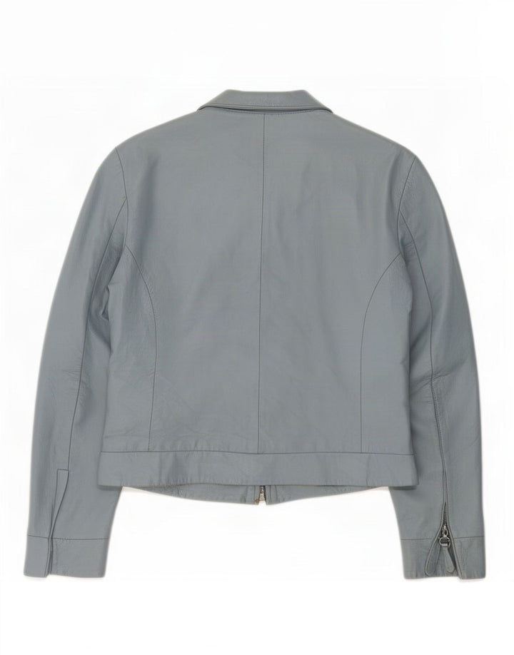 XETRA Womens Leather Jacket UK 10 Small Blue
