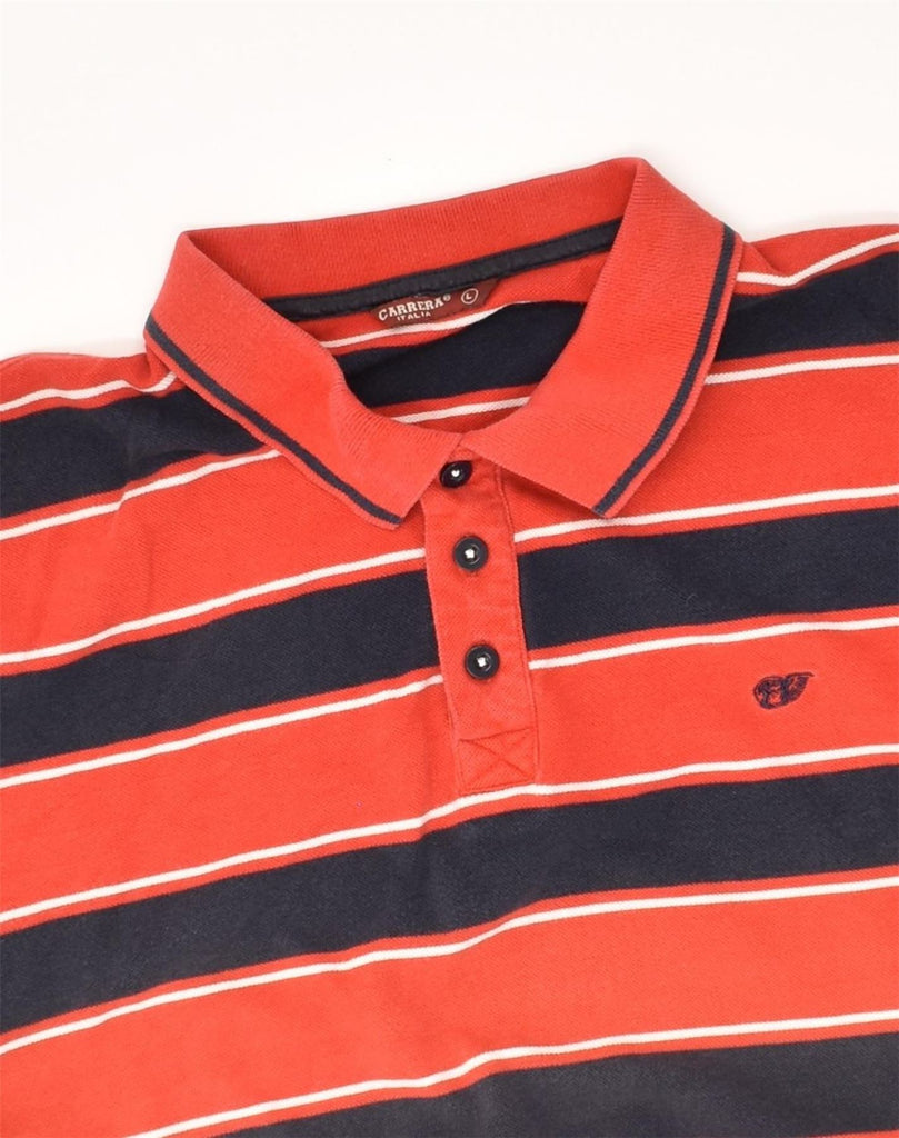 CARRERA Mens Polo Shirt Large Red Striped Cotton | Vintage Carrera | Thrift | Second-Hand Carrera | Used Clothing | Messina Hembry 