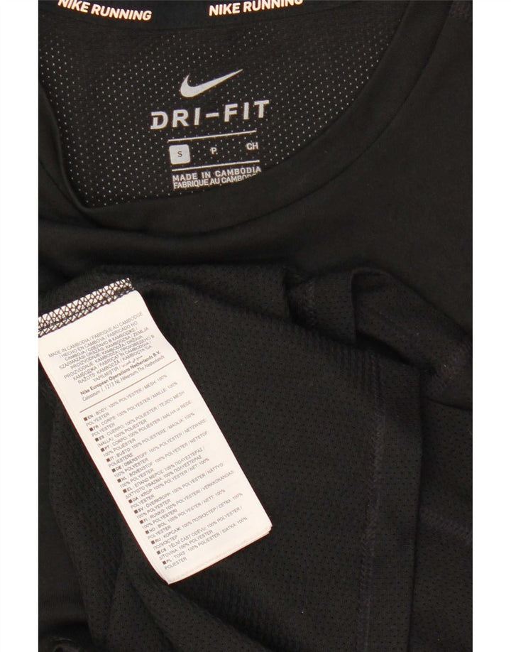 Nike Mens Dri Fit Top Long Sleeve Small Black Polyester
