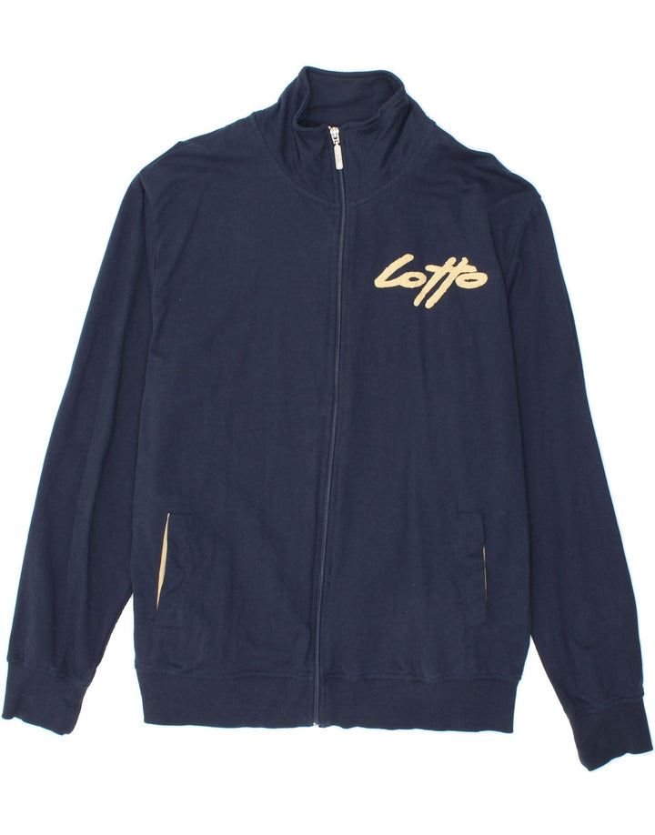 LOTTO Mens Graphic Tracksuit Top Jacket Medium Navy Blue Cotton Vintage Lotto and Second-Hand Lotto from Messina Hembry 