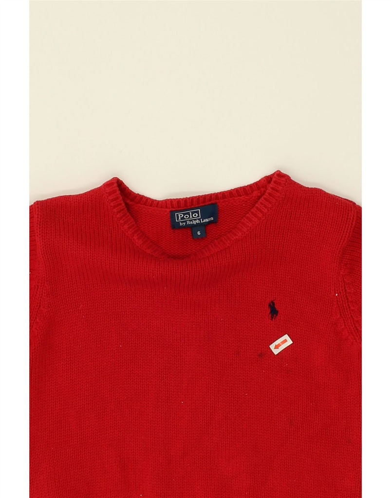 POLO RALPH LAUREN Boys Boat Neck Jumper Sweater 5-6 Years Red Cotton | Vintage Polo Ralph Lauren | Thrift | Second-Hand Polo Ralph Lauren | Used Clothing | Messina Hembry 