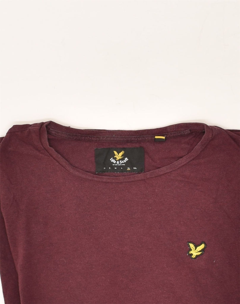 LYLE & SCOTT Mens T-Shirt Top XL Burgundy Cotton | Vintage Lyle & Scott | Thrift | Second-Hand Lyle & Scott | Used Clothing | Messina Hembry 