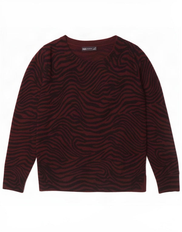 Marks & Spencer Womens Crew Neck Jumper Sweater UK 12 Medium Burgundy