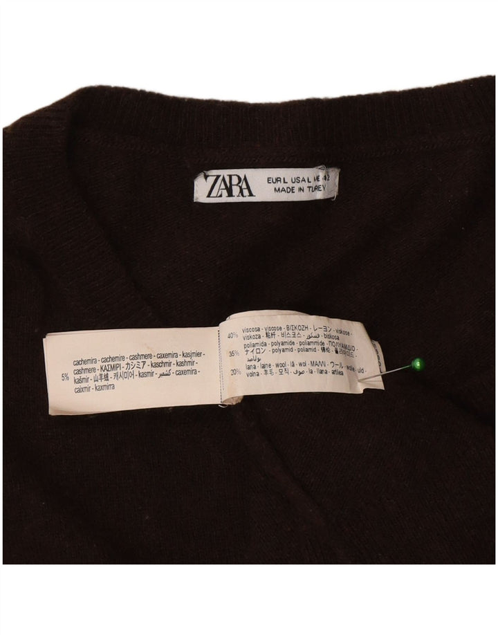 Zara Mens Crew Neck Jumper Sweater Large Brown Viscose