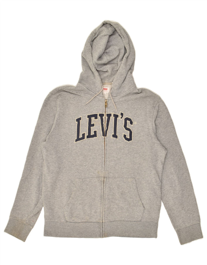 LEVI'S Womens Graphic Zip Hoodie Sweater UK 14 Medium Grey Cotton | Vintage Levi's | Thrift | Second-Hand Levi's | Used Clothing | Messina Hembry 