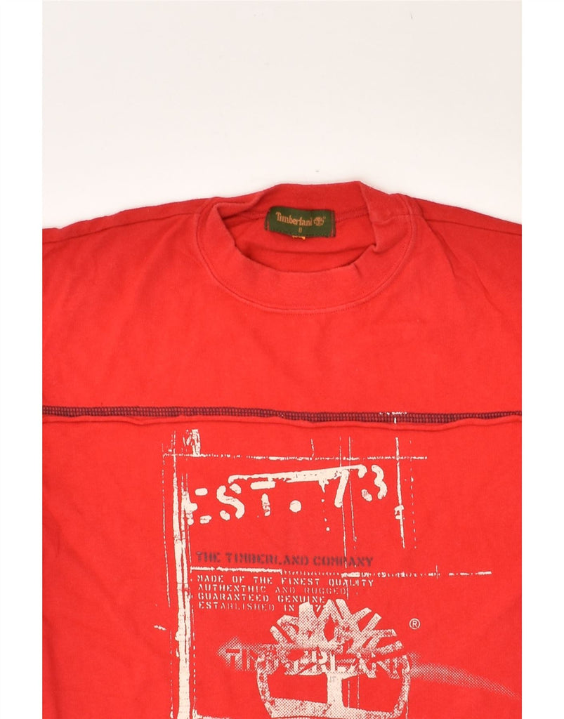 TIMBERLAND Boys Graphic T-Shirt Top 7-8 Years Red Cotton | Vintage Timberland | Thrift | Second-Hand Timberland | Used Clothing | Messina Hembry 