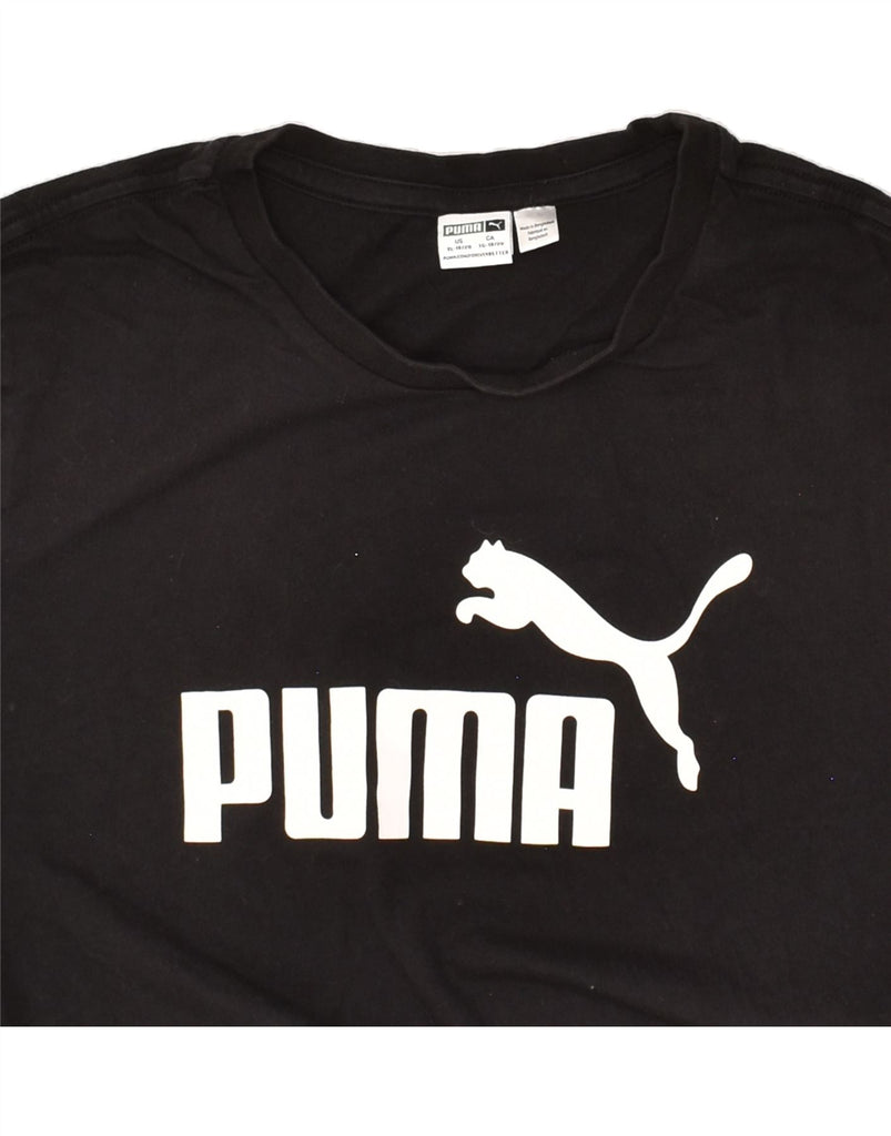 PUMA Boys Graphic T-Shirt Top 15-16 Years Black Cotton | Vintage Puma | Thrift | Second-Hand Puma | Used Clothing | Messina Hembry 