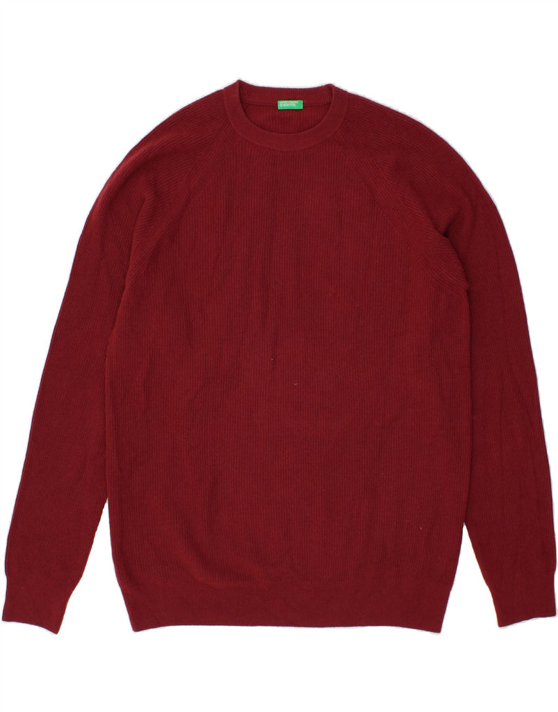 BENETTON Womens Crew Neck Jumper Sweater UK 20 2XL Maroon Wool Vintage Benetton and Second-Hand Benetton from Messina Hembry 