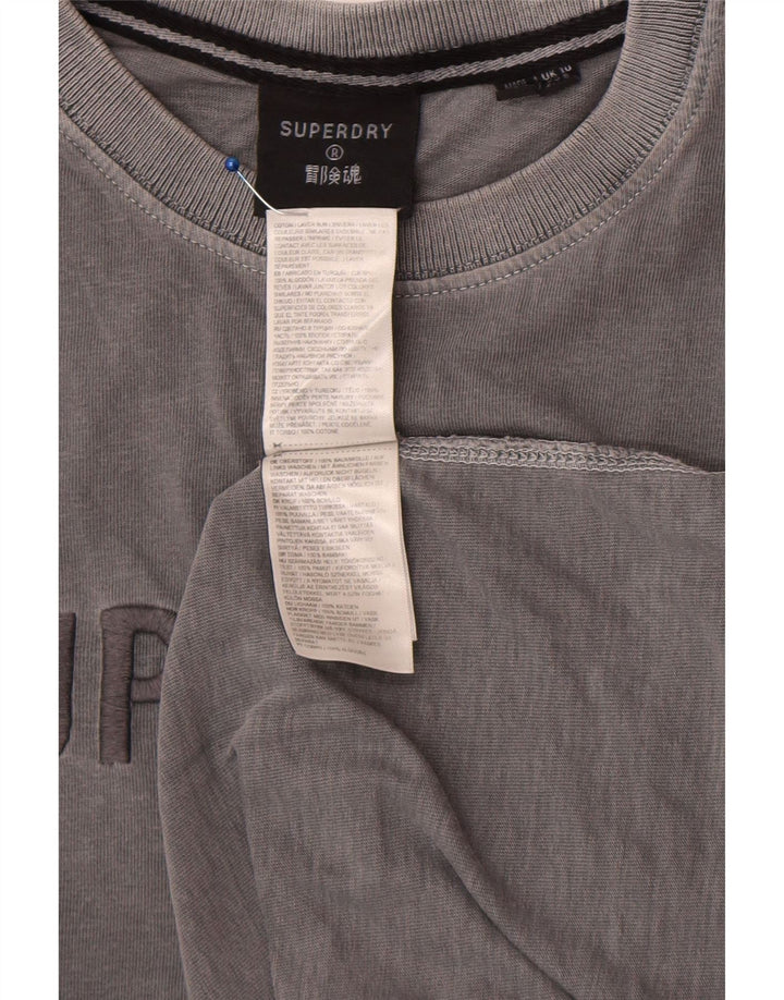 Superdry Womens Oversized Graphic T-Shirt Top UK 10 Small  Grey Cotton