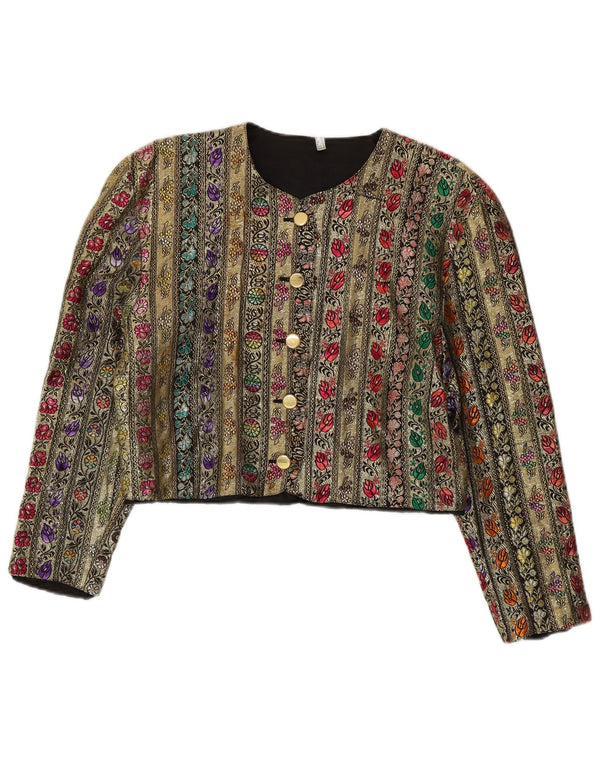 Vintage Womens 5 Button Blazer Jacket UK 12 Medium Multicoloured Floral