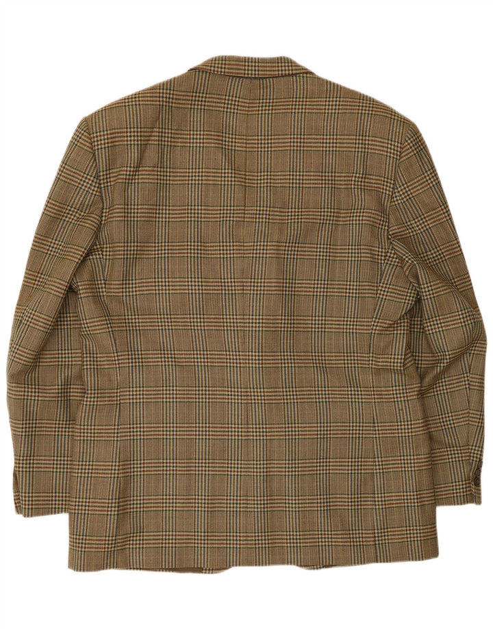 Vintage Mens 2 Button Blazer Jacket UK 40 Large Beige Houndstooth