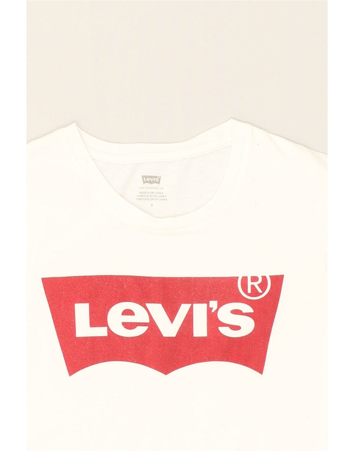 LEVI'S Womens Graphic T-Shirt Top UK 12 Medium White Cotton | Vintage Levi's | Thrift | Second-Hand Levi's | Used Clothing | Messina Hembry 
