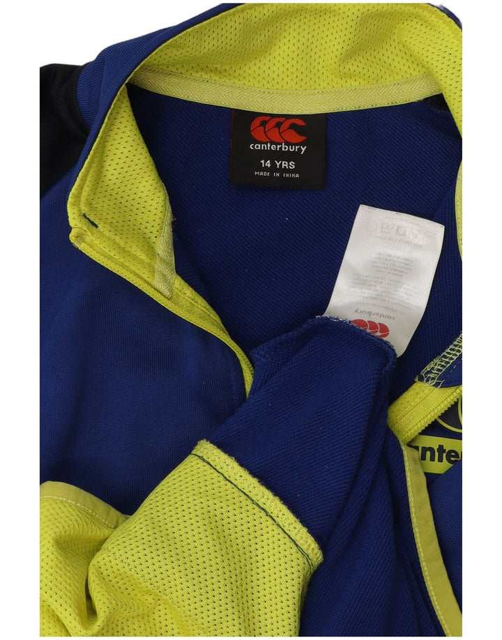 CANTERBURY Boys Tracksuit Top Jacket 13-14 Years Blue Colourblock