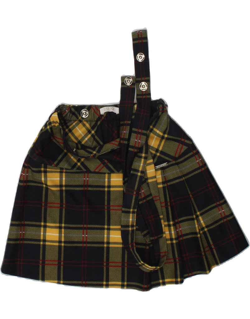LIU JO Girls Dungarees A-Line Skirt 5-6 Years W20 Yellow Check Polyester | Vintage Liu Jo | Thrift | Second-Hand Liu Jo | Used Clothing | Messina Hembry 