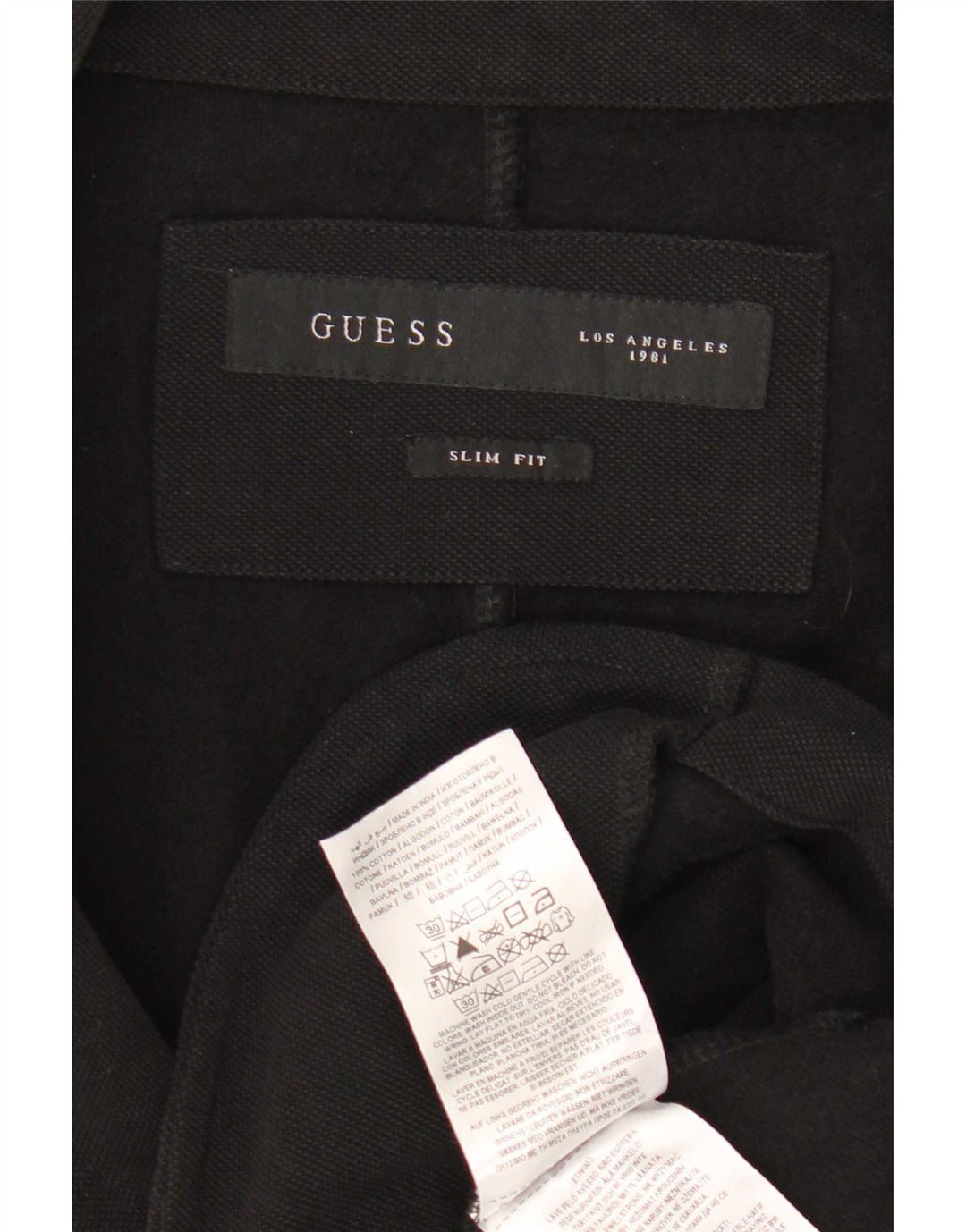Guess Mens 2 Button Slim Fit Blazer Jacket UK 32 2XS Black Cotton