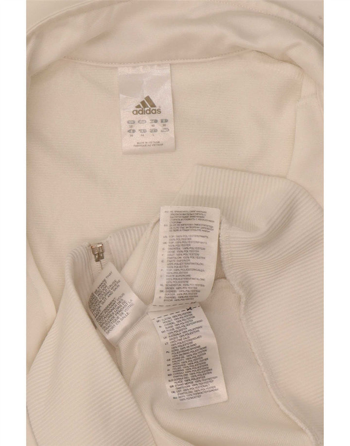 Adidas Womens Tracksuit Top Jacket UK 12 Medium White Polyester