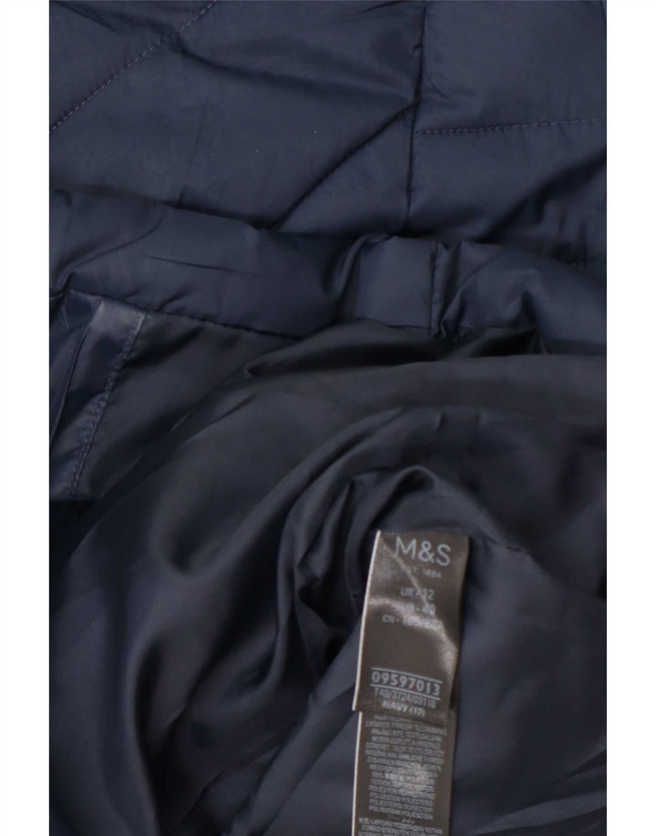 Marks & Spencer Womens Padded Coat UK 12 Medium Navy Blue Polyester