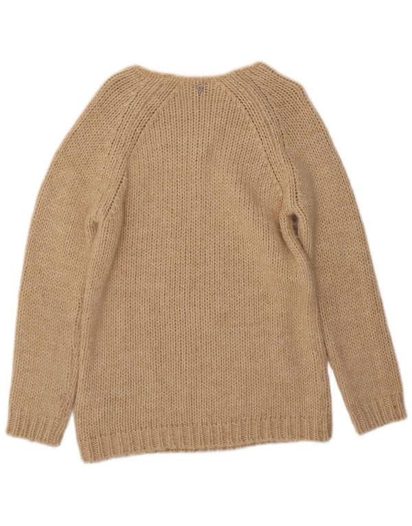 Dondup Womens Boat Neck Jumper Sweater UK 10 Small Beige Merino Wool