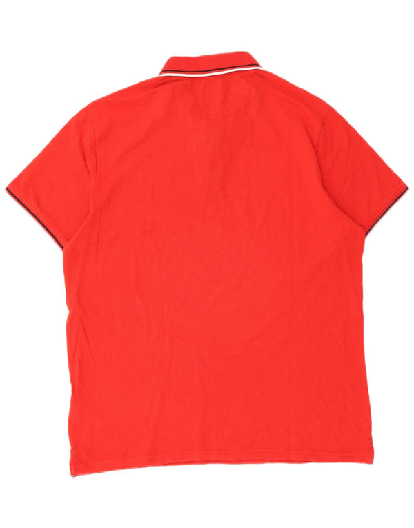 Champion Mens Polo Shirt Large Red Striped Cotton