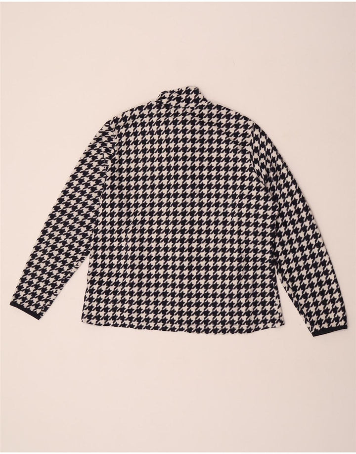 Marks & Spencer Womens Fleece Jacket UK 18 XL Navy Blue Houndstooth