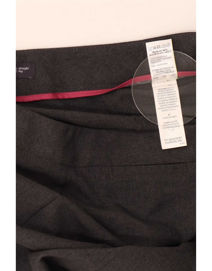 Marks & Spencer Womens Straight Casual Trousers UK 12 Medium W30 L33 Grey